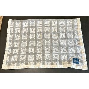Living Textiles Owl Muslin Blanket Gray White Nursery Woodland Cotton Blend Cozy
